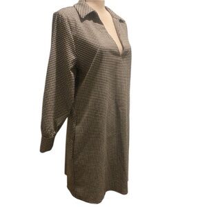 Zara Women’s winter shirt dress gingham checker collared black white midi new xl